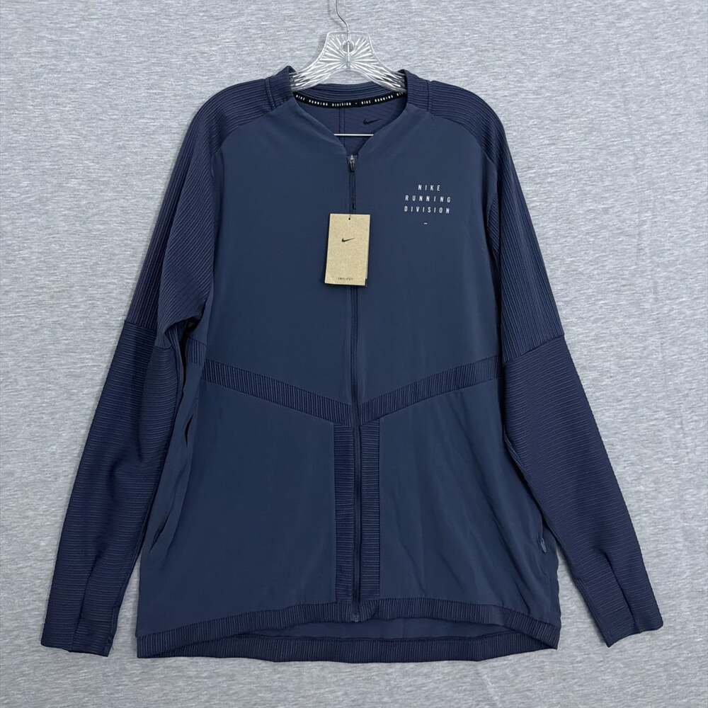 NWT Nike Mens XL Blue Running Division Element Dri-Fit Full Zip Jacket DD4929-43